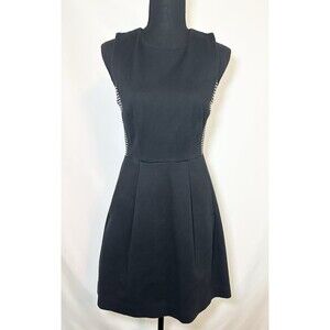 Madewell Black Mini Fit & Flare Sleeveless Ponte Dress Striped Details Women's 2